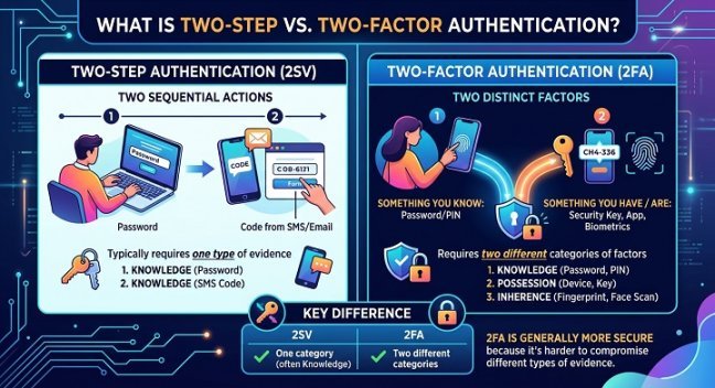 What is two factor vs two step Authentication?