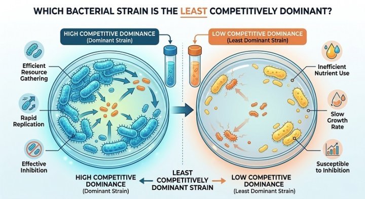 Which Bacterial Strain Is the Least Competitively Dominant? A Complete Exam Guide